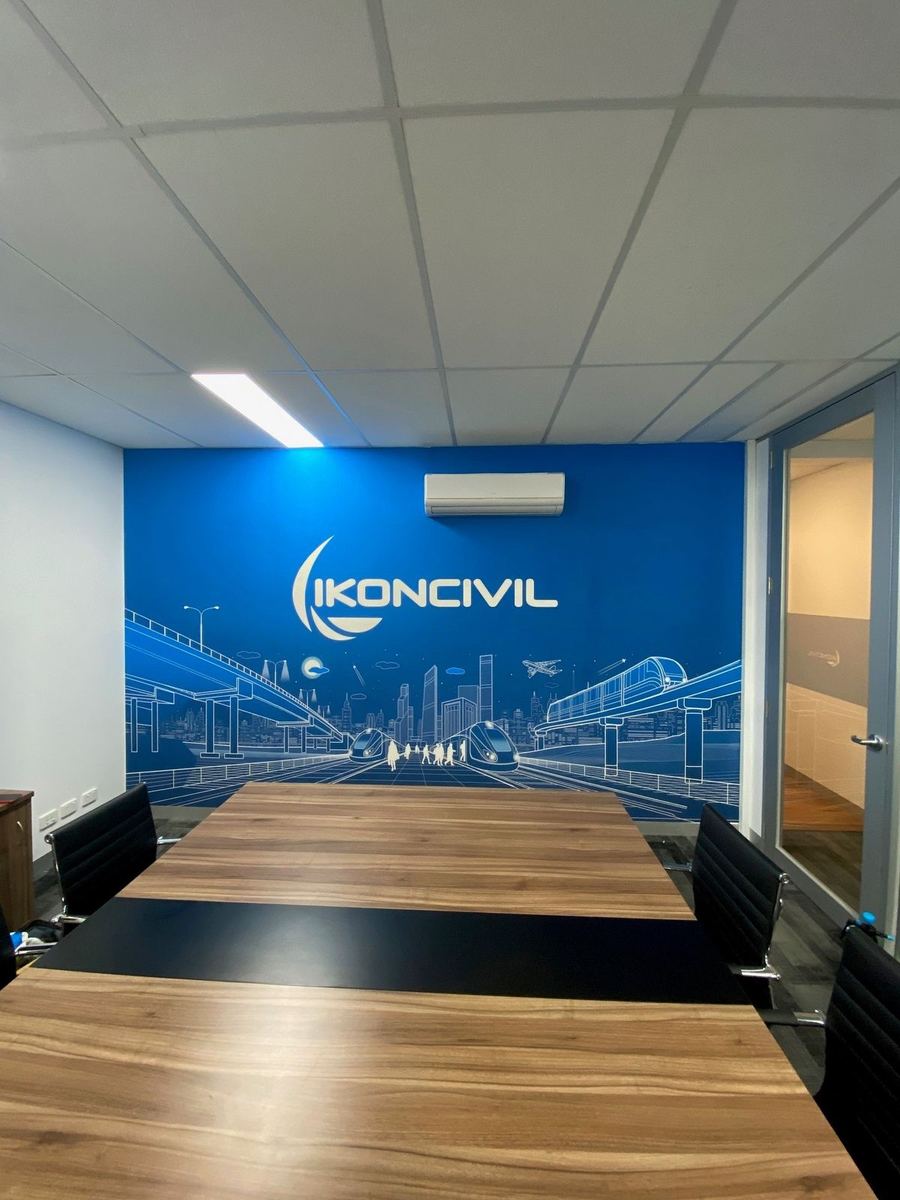 Ikon Civil printed wallpaper mural in a boardroom
