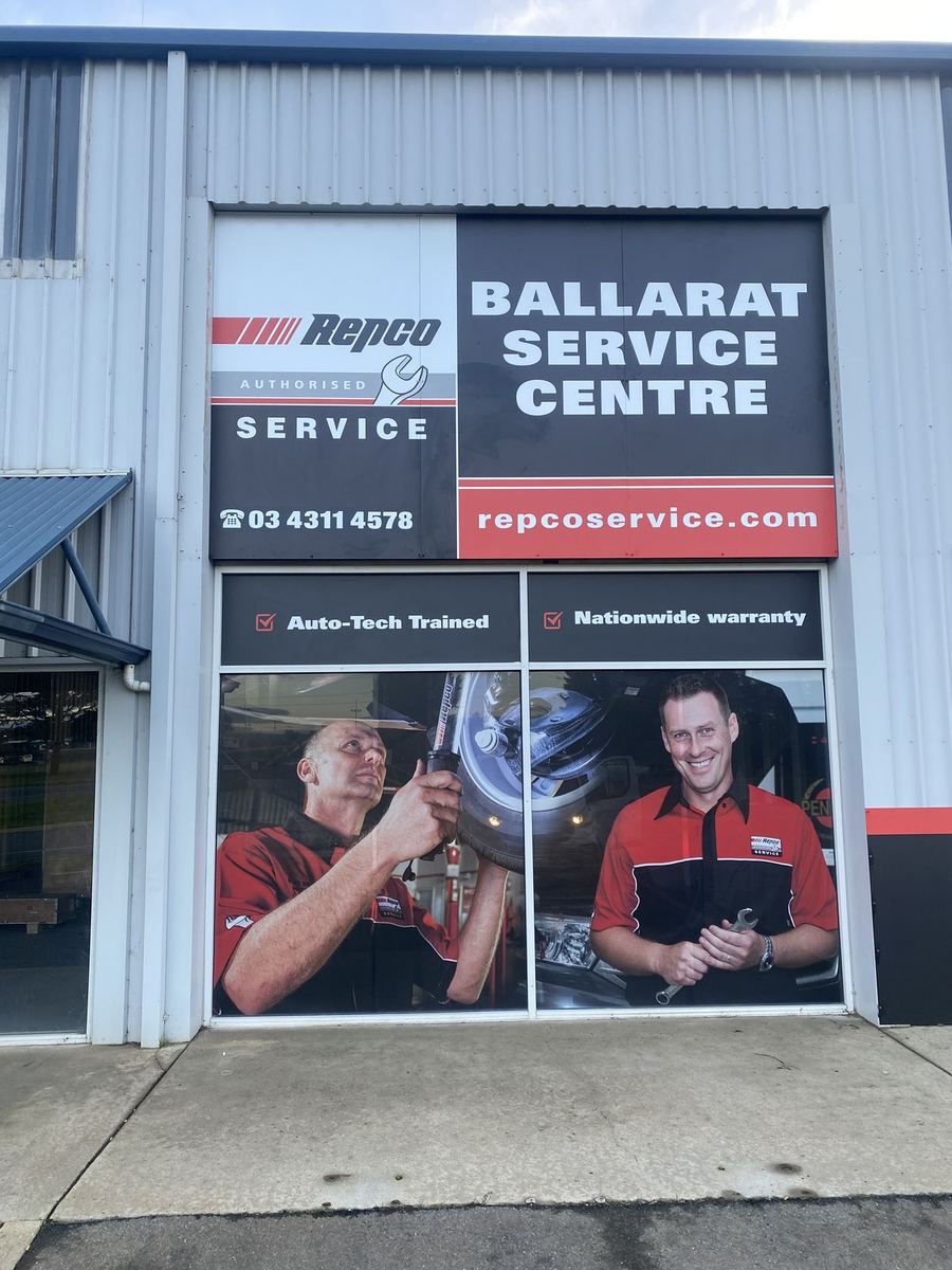 Repco service centre fascia and window graphics