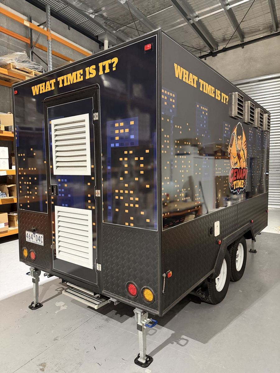 Cevapi Time food trailer with a full wrap