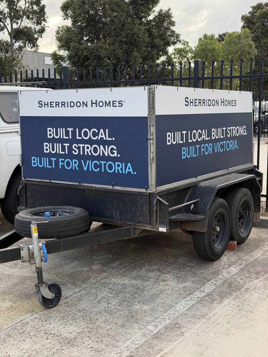 Sherridon Homes box trailer with printed side panels