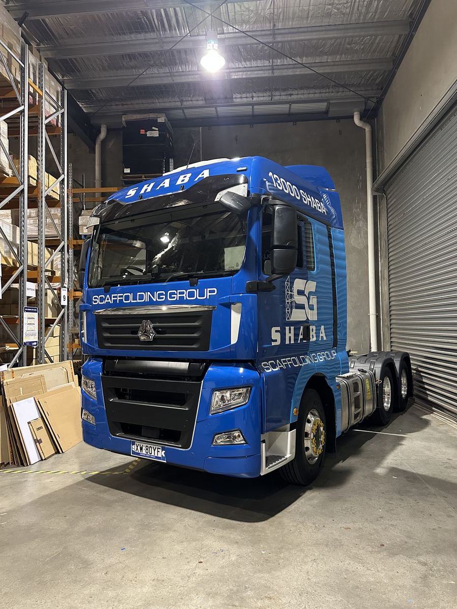Shaba truck wrap, step 5: completed full wrap in the workshop