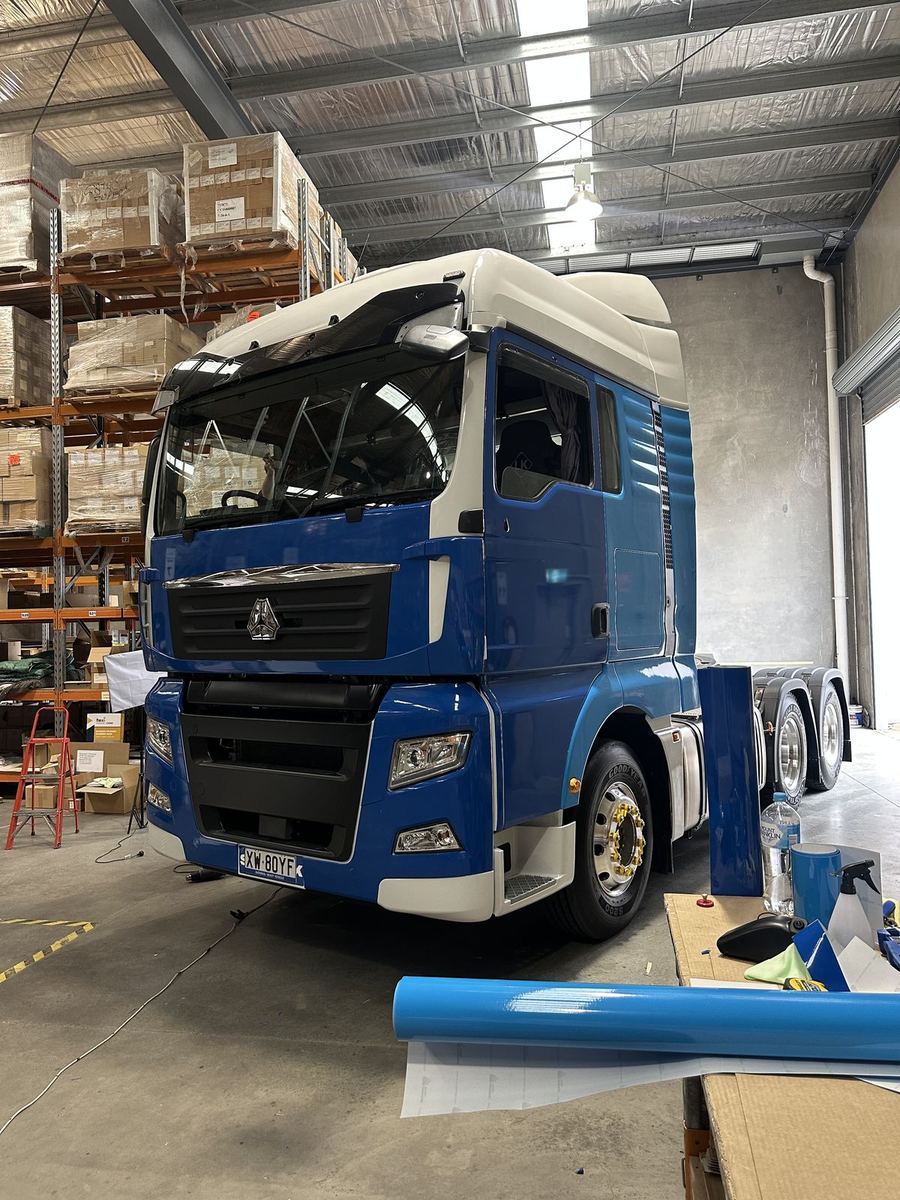 Shaba truck wrap, step 2: bare cab before wrapping, second angle